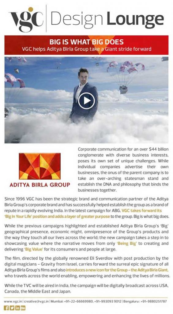 VGC helps Aditya Birla Group take a giant stride forward